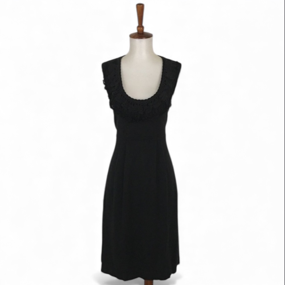 Nanette‎ Lepore Knit Dress Women’s M Crochet Bib Sleeveless